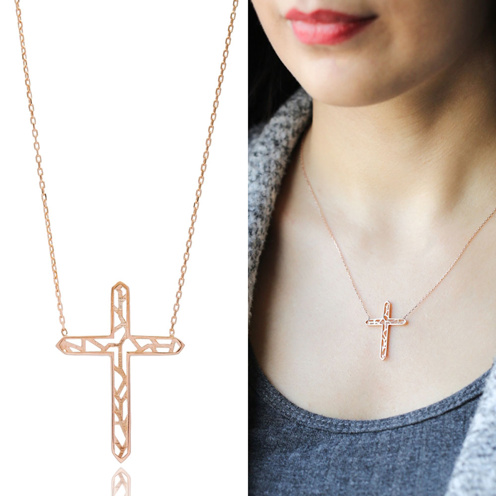 Origami Cross Minimalist Design Sterling Silver Pendant